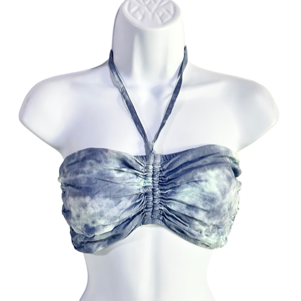 Roxy Bijou Blue Tie-Dye Ruched Island Hops Tube Top Size XS - NWOT